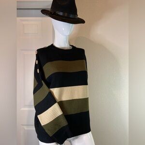 Arianna By Howard’s~NWT~Casual Striped Scoop Neck Pullover Knit Sweater~Size S/M